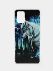 Синий чехол на Samsung Galaxy A71 4G / Самсунг А71 4G прозрачный, с рисунком, защита камеры