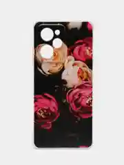 Кораллово-розовый чехол на Poco X5 Pro 5G / Сяоми Поко X5 Про 5G прозрачный, с рисунком, защита камеры