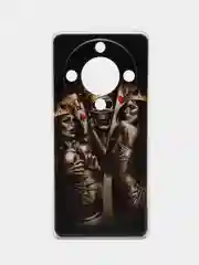 Оливковый силиконовый чехол на Honor X9A / Хонор X9A прозрачный, с рисунком, защита камеры