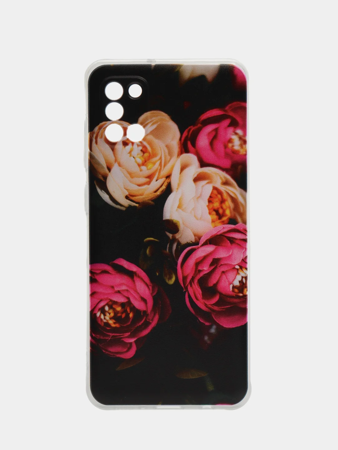 Кораллово-розовый чехол на Samsung Galaxy A31 / Самсунг А 31 прозрачный, с рисунком, защита камеры