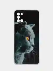 Тёмно-серый чехол на Samsung Galaxy A31 / Самсунг А 31 прозрачный, с рисунком, защита камеры