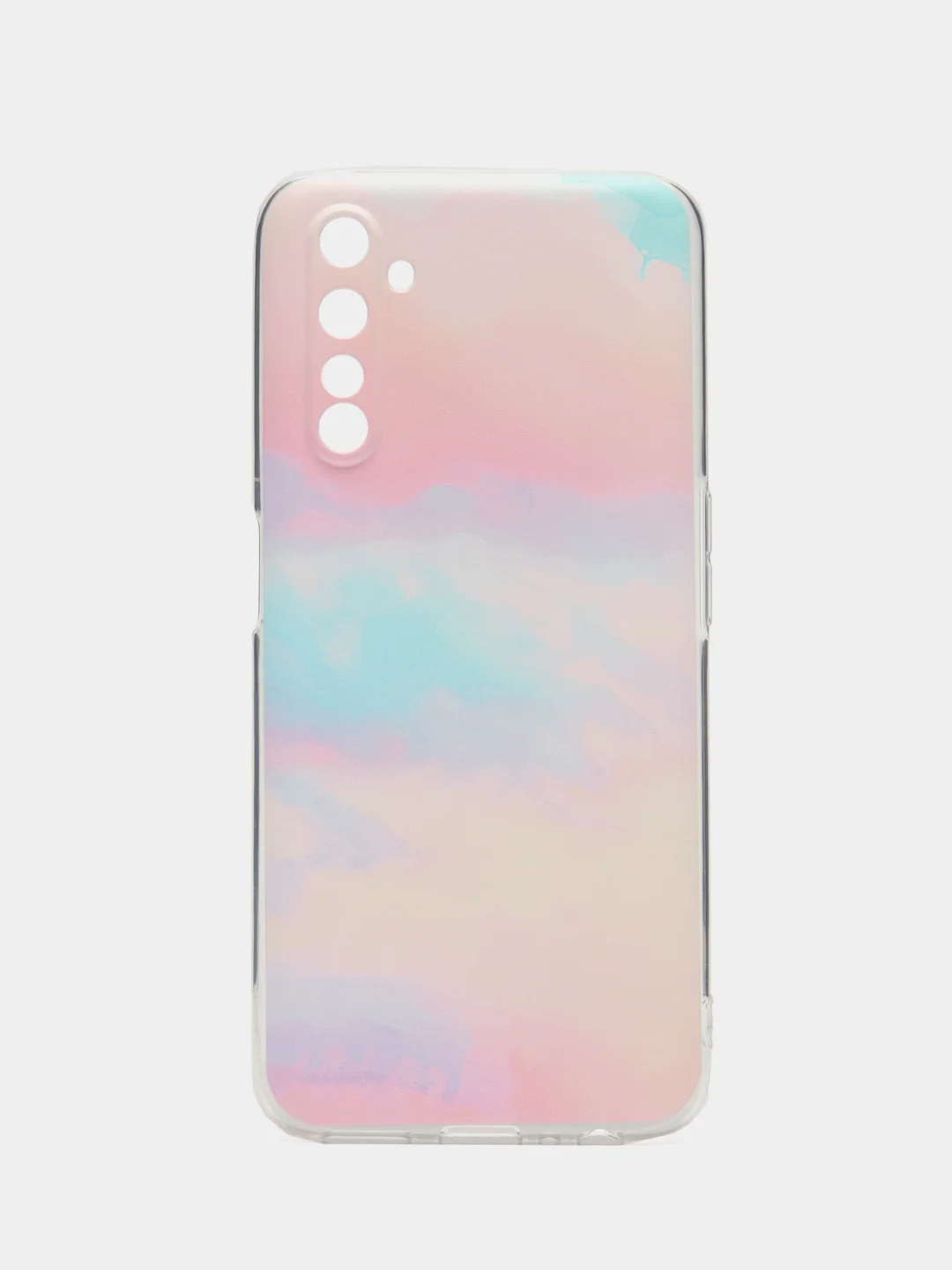 Пудровый силиконовый чехол на Realme 6 Pro / Реалми 6 Про прозрачный, с рисунком, защита камеры