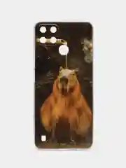 Коричневый чехол на Oppo Realme C21Y/C25Y / Реалми C21Y/C25Y прозрачный, с рисунком, защита камеры