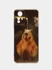 Коричневый чехол на Xiaomi Redmi Note 12S / Сяоми Редми Нот 12S прозрачный, с рисунком, защита камеры