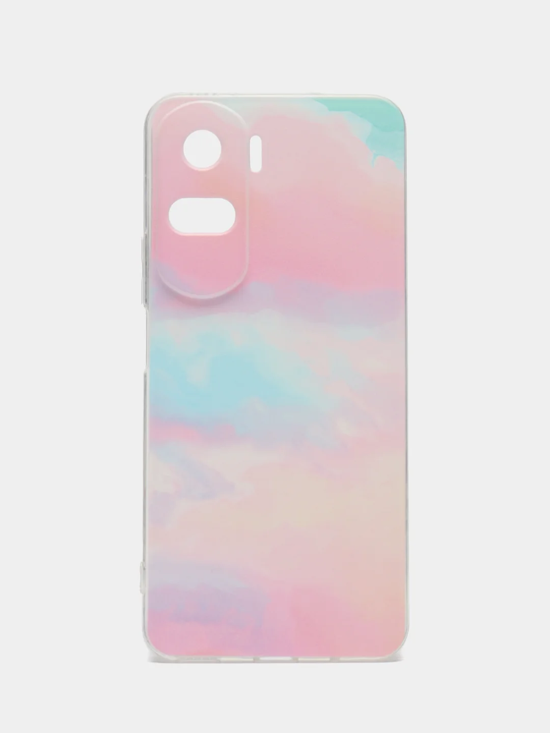 Пудровый силиконовый чехол на Honor 90 Lite / Хонор 90 Лайт прозрачный, с рисунком, защита камеры
