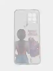 Сиреневый чехол на Oppo Realme 8/8 Pro / Реалми 8/8 Про прозрачный, с рисунком, защита камеры
