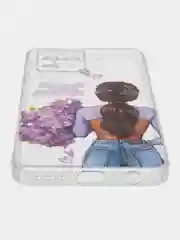 Сиреневый чехол на Oppo Realme 8/8 Pro / Реалми 8/8 Про прозрачный, с рисунком, защита камеры