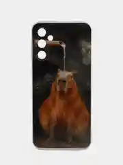 Коричневый чехол на Samsung Galaxy A14 4G / Галакси A14 4G прозрачный, с рисунком, защита камеры