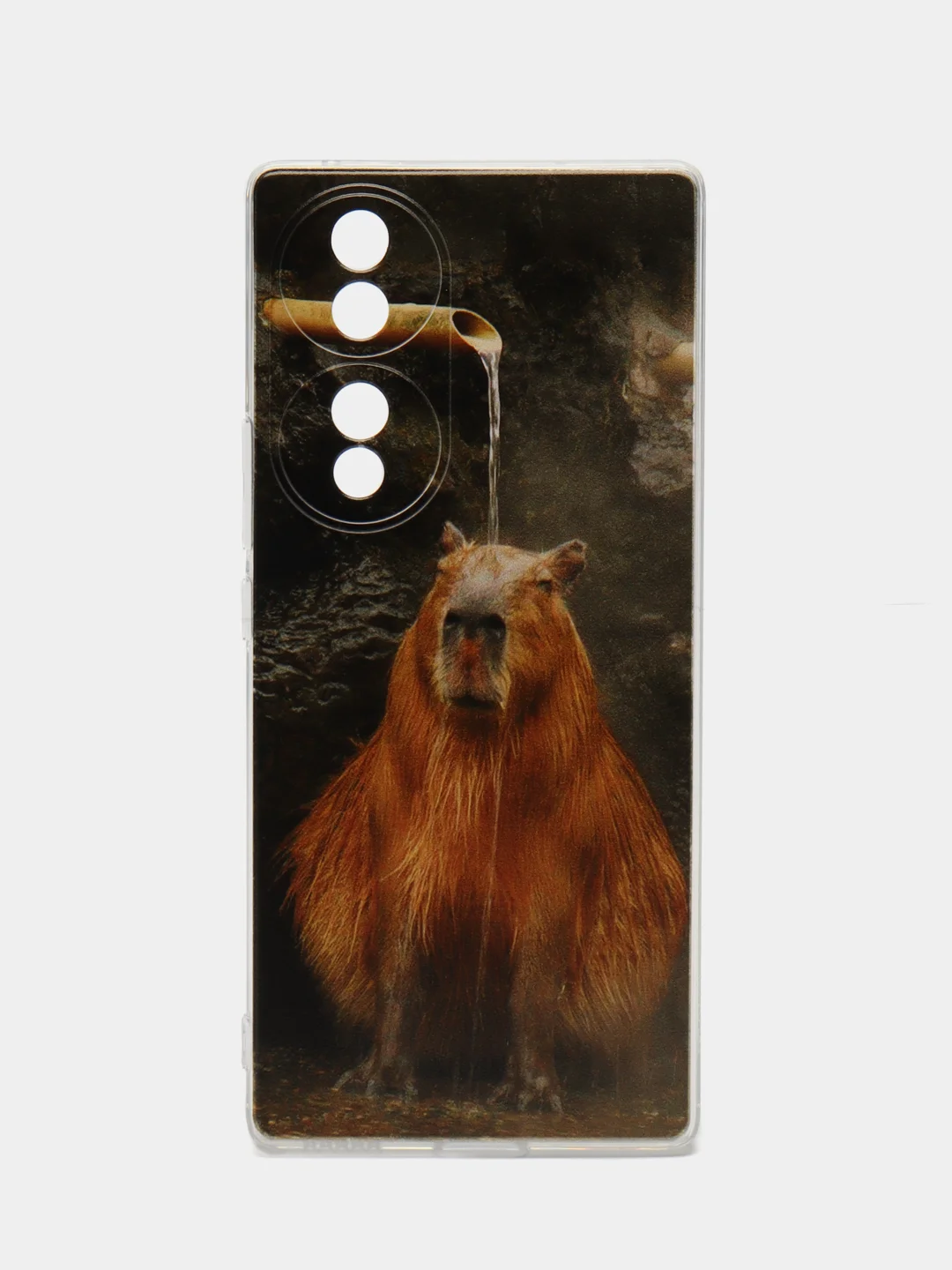 Коричневый силиконовый чехол на Honor 70 / Хонор 70 прозрачный, с рисунком, защита камеры