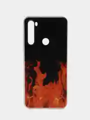 Оранжевый чехол на Xiaomi Redmi Note 8T / Сяоми Редми Нот 8T прозрачный, с рисунком, защита камеры