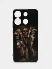 Оливковый чехол на Infinix Smart 7 Plus / Инфиникс Смарт 7 Плюс прозрачный, с рисунком