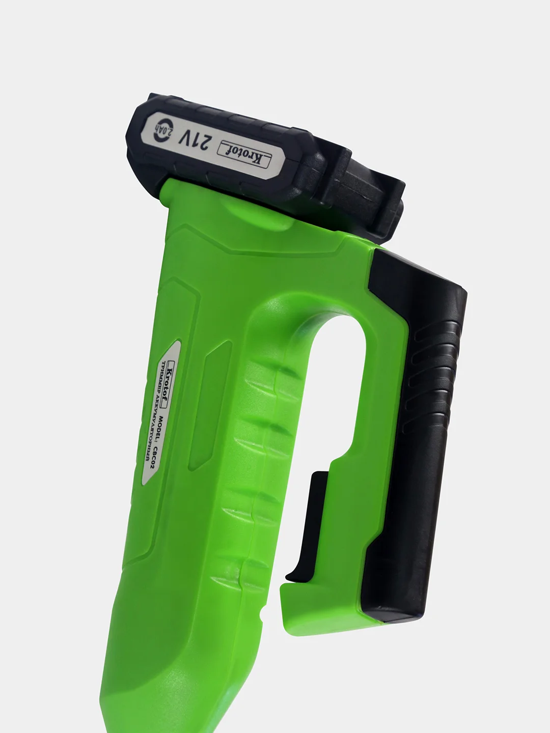 Салатовый триммер аккумуляторный Krotof CBC02 (650 Вт, два аккумулятора Li-ion 2000mAH)