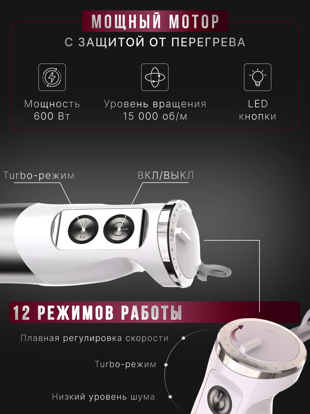 Белый блендер погружной 5 в 1
