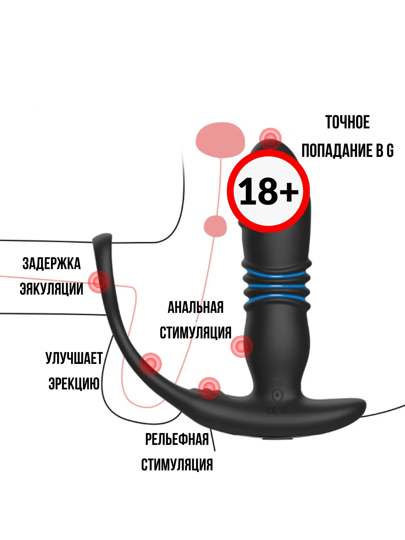 Анальный массажер простаты с фрикцией / анальный расширитель с вибрацией / фаллос / фалос