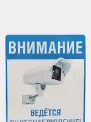 Наклейка видеонаблюдение 18 х 12 см самоклеющаяся ламинированная !