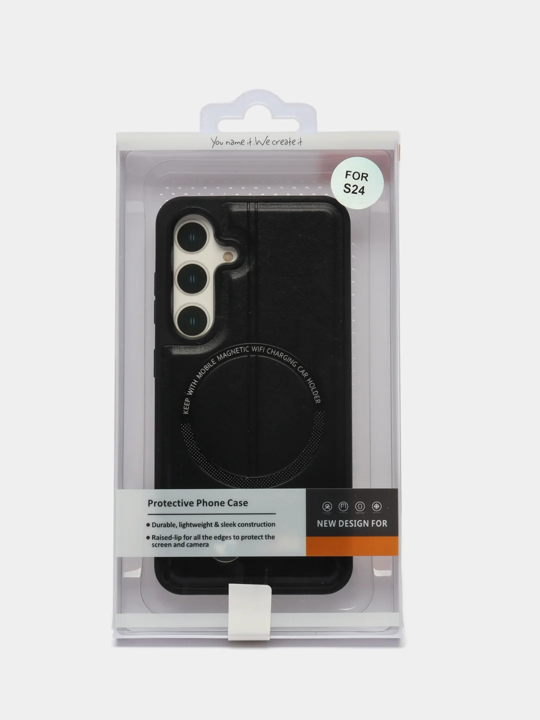 Черный чехол MagSafe на Samsung Galaxy S24 (Магсейф Самсунг С24)