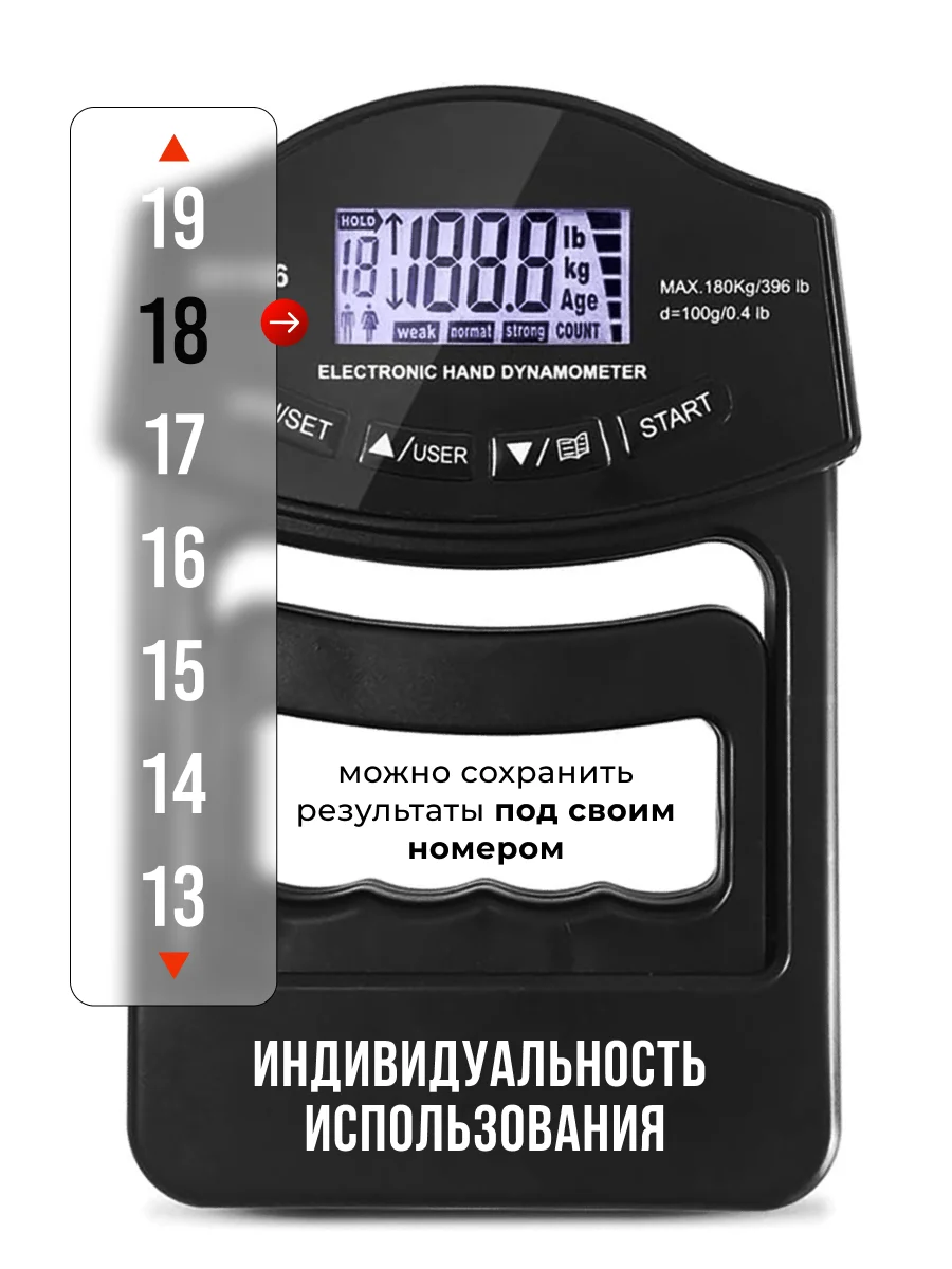 Эспандер, силомер, измеритель силы, хвата, кистевой, динамометр электронный ЕН-106