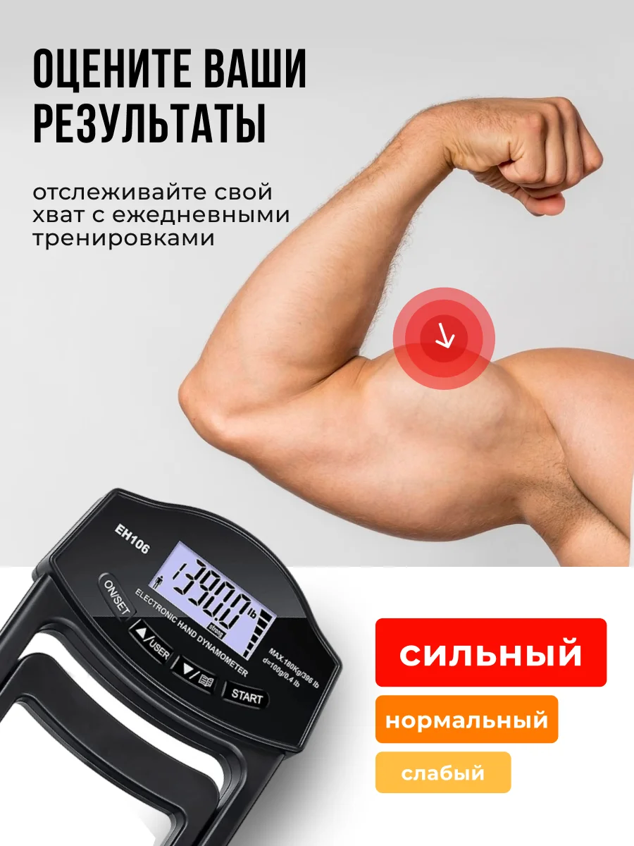 Эспандер, силомер, измеритель силы, хвата, кистевой, динамометр электронный ЕН-106
