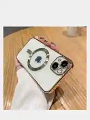Золотой чехол на iPhone MagSafe прозрачный, силиконовый, бампер. Чехол для телефона iPhone 13, 12