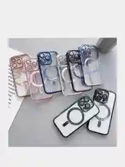 Золотой чехол на iPhone MagSafe прозрачный, силиконовый, бампер. Чехол для телефона iPhone 13, 12