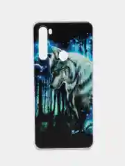 Синий чехол на Xiaomi Redmi Note 8T / Сяоми Редми Нот 8T прозрачный, с рисунком, защита камеры