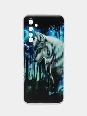 Синий силиконовый чехол на Realme 6 Pro / Реалми 6 Про прозрачный, с рисунком, защита камеры