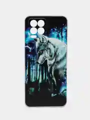 Синий чехол на Oppo Realme 8/8 Pro / Реалми 8/8 Про прозрачный, с рисунком, защита камеры