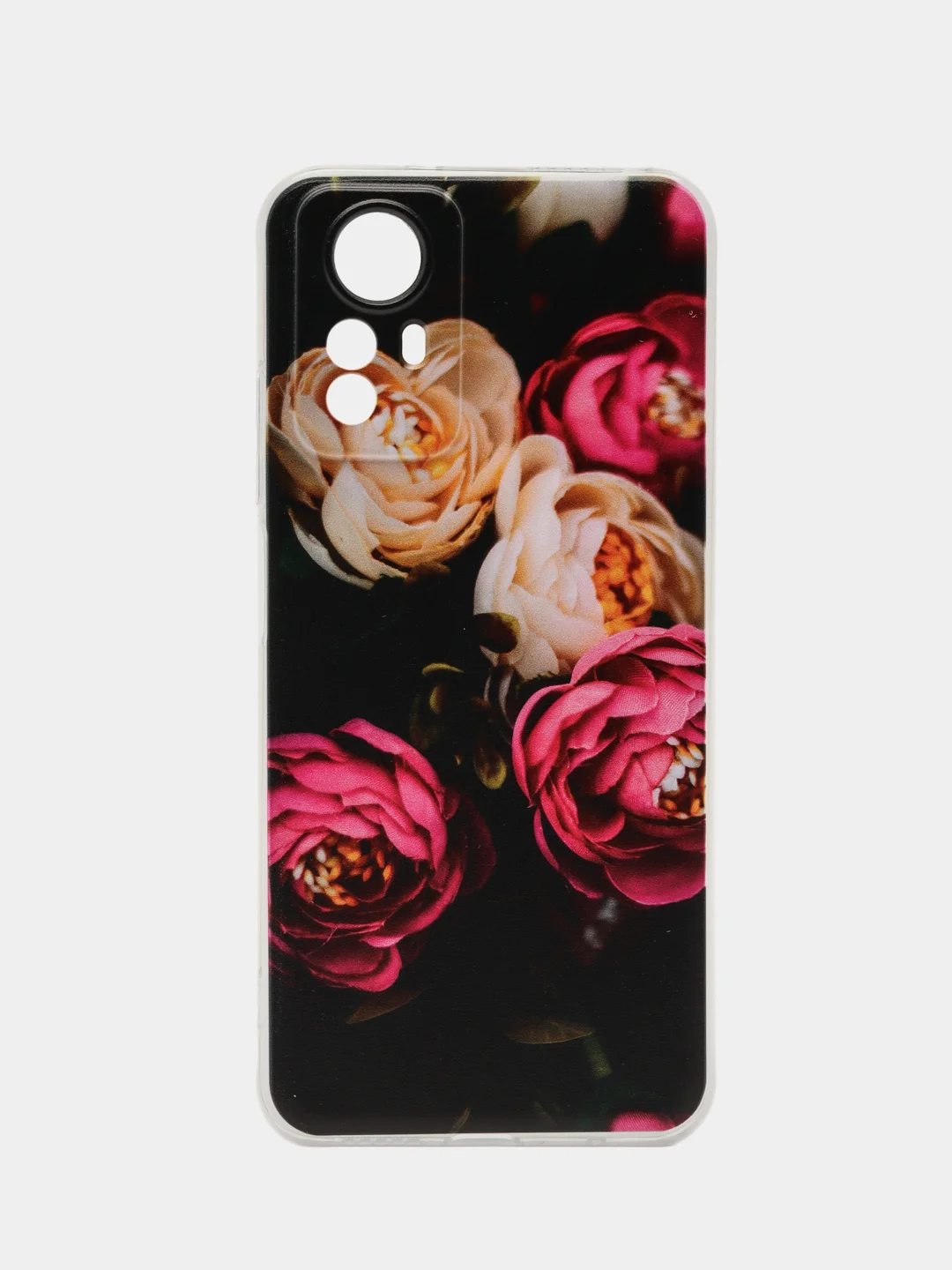 Кораллово-розовый чехол на Xiaomi Redmi Note 12S / Сяоми Редми Нот 12S прозрачный, с рисунком, защита камеры