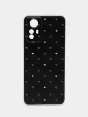 Черный чехол на Xiaomi Redmi Note 12S / Сяоми Редми Нот 12S прозрачный, с рисунком, защита камеры