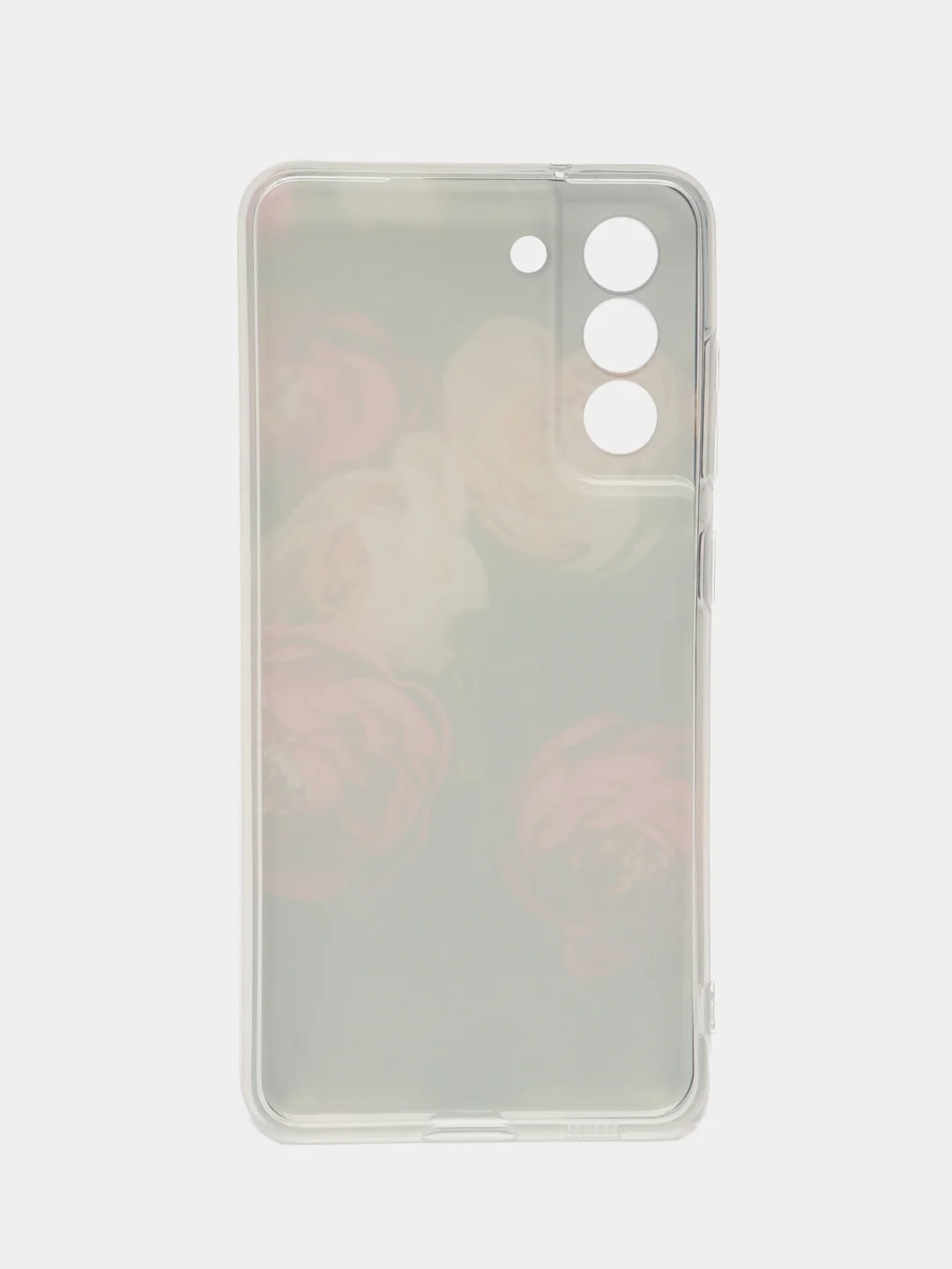 Кораллово-розовый чехол на Samsung Galaxy S21 FE 5G / Самсунг S21 FE прозрачный, с рисунком, защита камеры