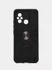 Синий чехол Xiaomi Redmi 12C / Poco C55 противоударный, с металлической подставкой кольцом