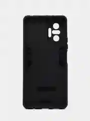 Черный чехол для Xiaomi Redmi Note 10 Pro 4G/10 Pro Max противоударный с металлической подставкой