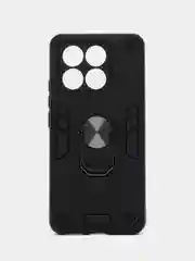 Синий чехол Xiaomi Poco X6 Pro противоударный, с металлической подставкой кольцом