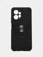Синий чехол Xiaomi Redmi Note 12 4G противоударный, с металлической подставкой кольцом