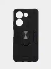 Синий чехол для Tecno Camon 20/Camon 20 Pro 4G противоударный с металлической подставкой кольцом
