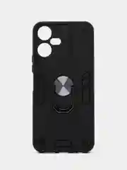 Синий чехол для Tecno Pova Neo 3 противоударный, с металлической подставкой кольцом
