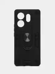Черный чехол для Infinix Zero 30 4G противоударный, с металлической подставкой кольцом