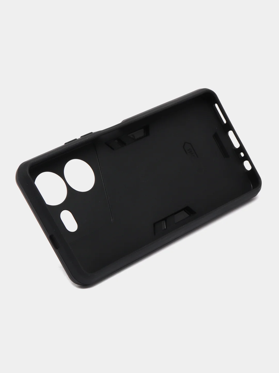 Черный чехол для Tecno Pova 5 (Техно Пова 5) противоударный, с металлической подставкой кольцом
