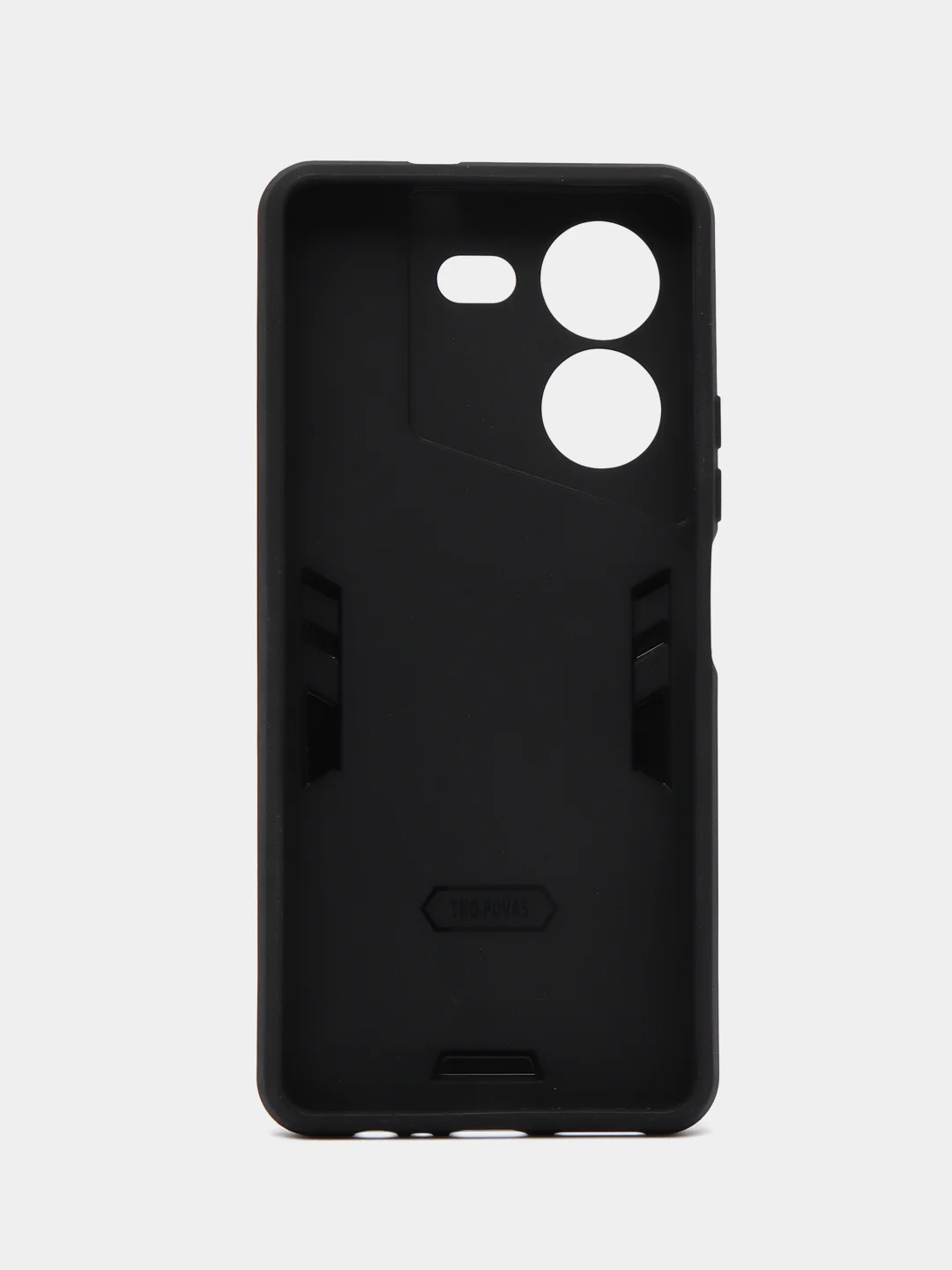 Черный чехол для Tecno Pova 5 (Техно Пова 5) противоударный, с металлической подставкой кольцом