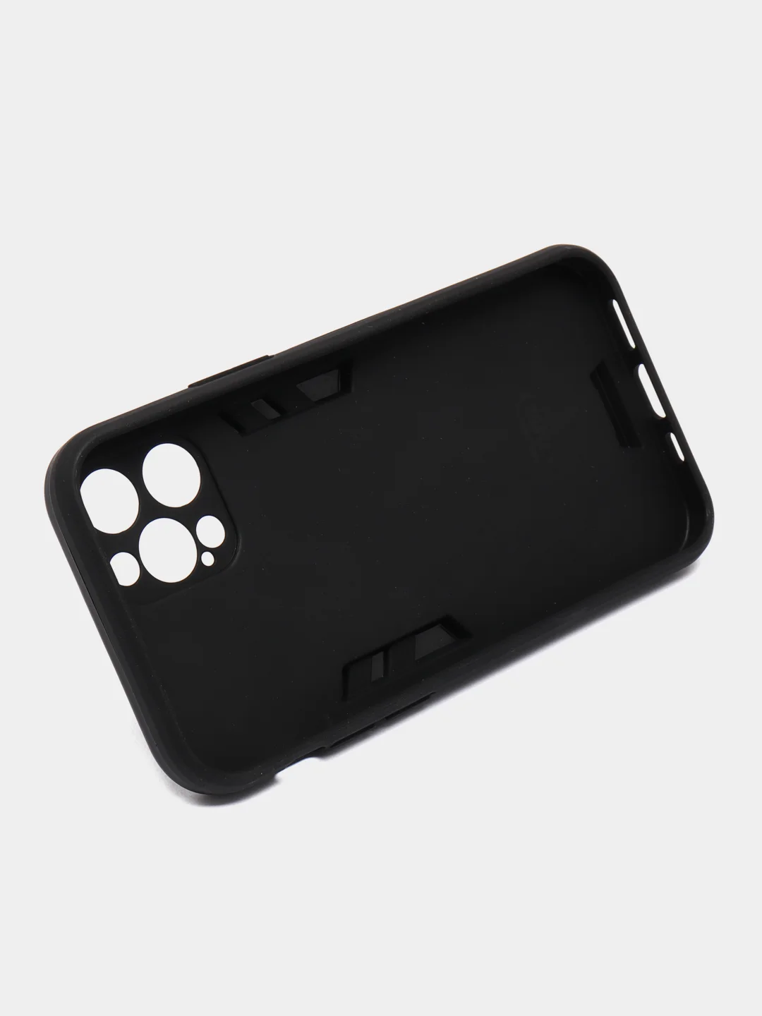 Черный чехол для iPhone 12 PRO (Айфон 12 ПРО) противоударный, с металлической подставкой кольцом