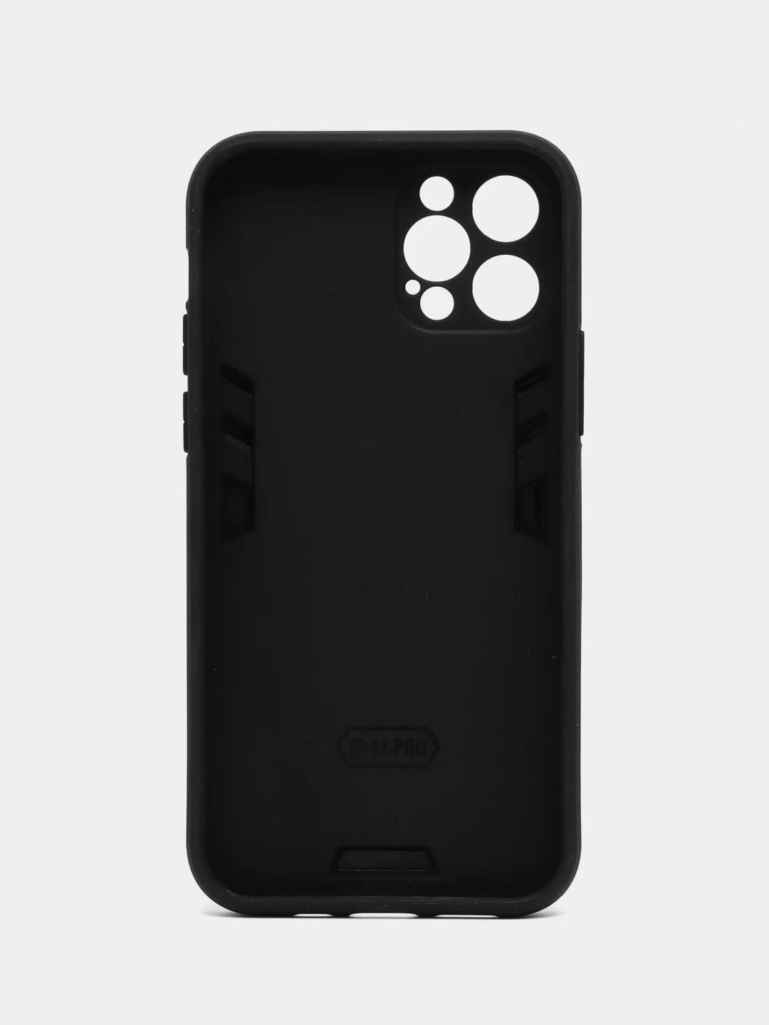 Черный чехол для iPhone 12 PRO (Айфон 12 ПРО) противоударный, с металлической подставкой кольцом
