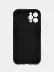 Черный чехол для iPhone 12 PRO (Айфон 12 ПРО) противоударный, с металлической подставкой кольцом
