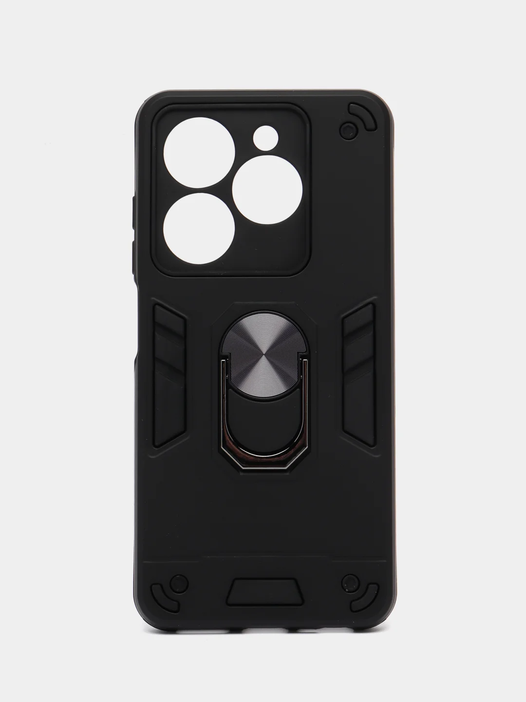 Черный чехол Tecno Spark 20 / Spark 20C / Go 2024 / Hot 40i (Спарк 20с) противоударный с кольцом