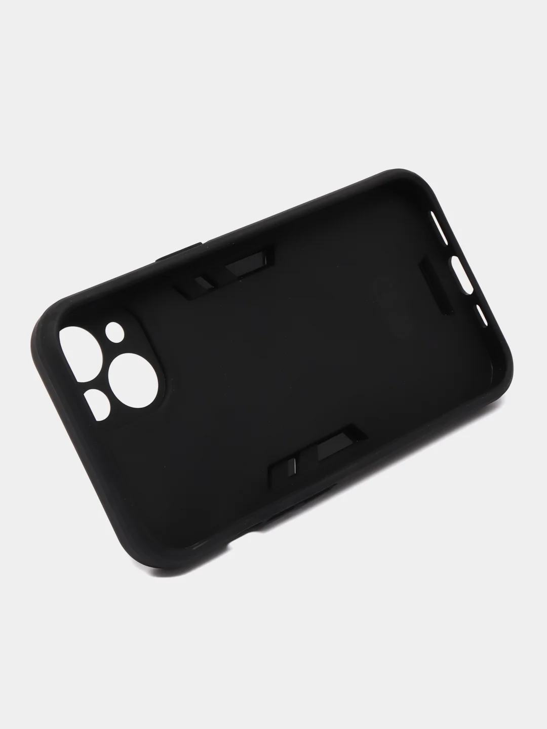 Синий чехол для iPhone 13 (Айфон 13) противоударный, с металлической подставкой кольцом