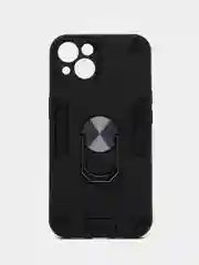 Синий чехол для iPhone 13 (Айфон 13) противоударный, с металлической подставкой кольцом