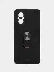 Черный чехол для Realme C67 (Реалми С67) противоударный, с металлической подставкой кольцом