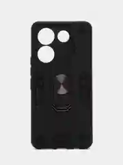 Черный чехол Tecno CAMON 20 Pro 5G (Техно) противоударный, с металлической подставкой кольцом
