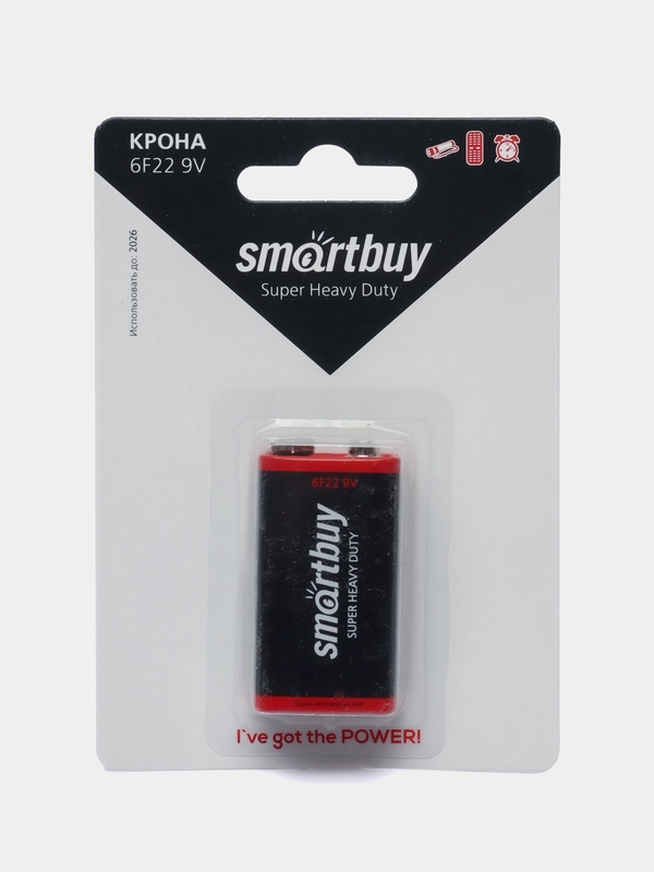 Крона, батарейка крона, крона 9в, крона 9V, батарейки 9 в вольт, 6F22 Smartbuy