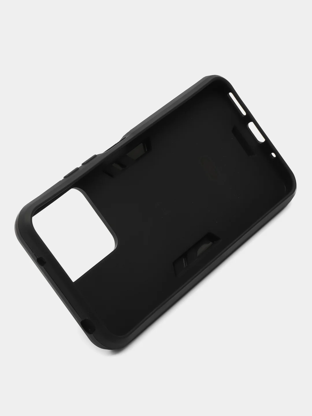 Черный чехол Xiaomi Redmi 12 (Сяоми Редми 12) противоударный, с металлической подставкой кольцом