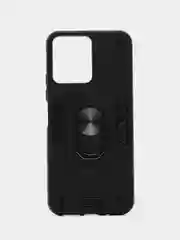 Черный чехол Xiaomi Redmi 12 (Сяоми Редми 12) противоударный, с металлической подставкой кольцом